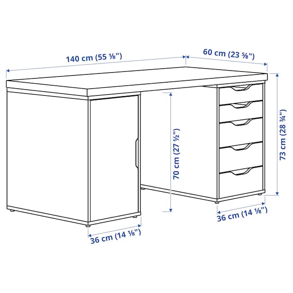 IKEA LAGKAPTEN / ALEX desk, white, 55 1/8x23 5/8 in , IKEA Sale | 19670ADHU