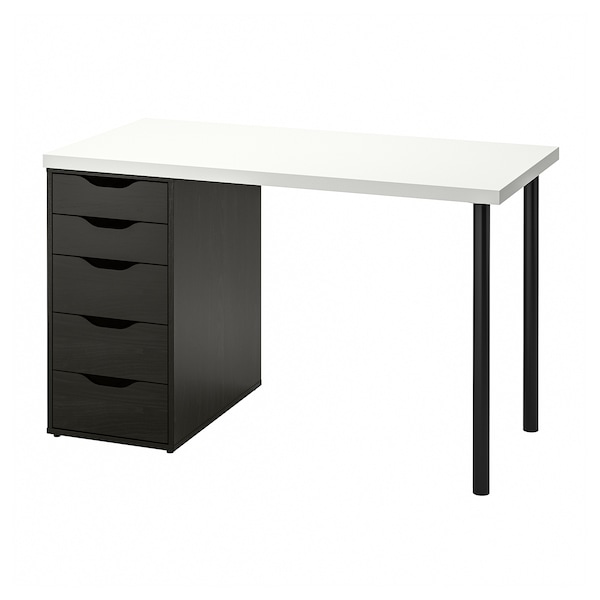 IKEA LAGKAPTEN / ALEX desk, white/black-brown, 47 1/4x23 5/8 in , IKEA Sale | 63581RKNV