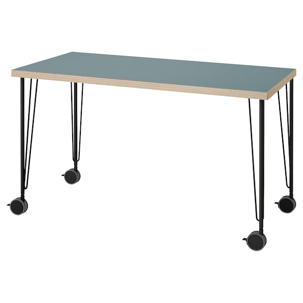 IKEA LAGKAPTEN / KRILLE desk, gray-turquoise/black, 47 1/4x23 5/8 in , IKEA Sale | 40912IQJM