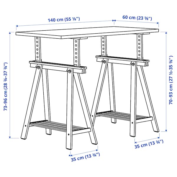 IKEA LAGKAPTEN / MITTBACK desk, white anthracite/birch, 55 1/8x23 5/8 in , IKEA Sale | 17605YNDQ