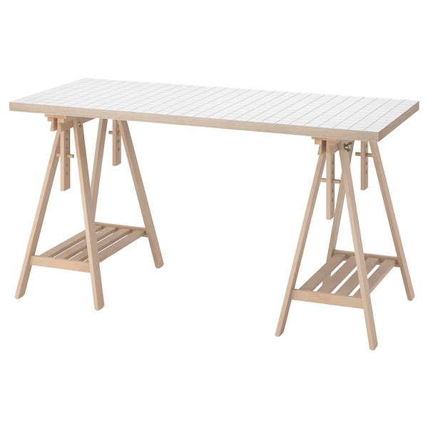 IKEA LAGKAPTEN / MITTBACK desk, white anthracite/birch, 55 1/8x23 5/8 in , IKEA Sale | 17605YNDQ