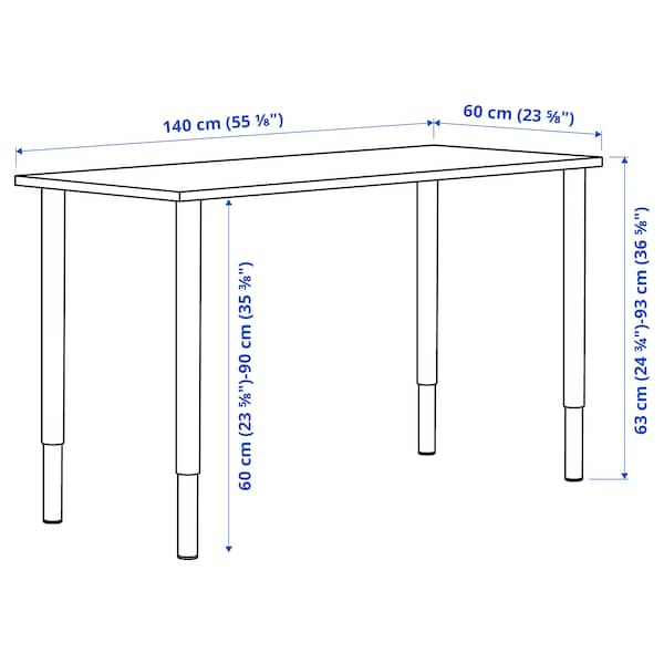 IKEA LAGKAPTEN / OLOV desk, black-brown/black, 55 1/8x23 5/8 in , IKEA Sale | 32108ERFY