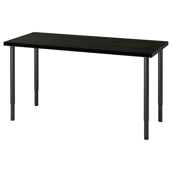 IKEA LAGKAPTEN / OLOV desk, black-brown/black, 55 1/8x23 5/8 in , IKEA Sale | 32108ERFY