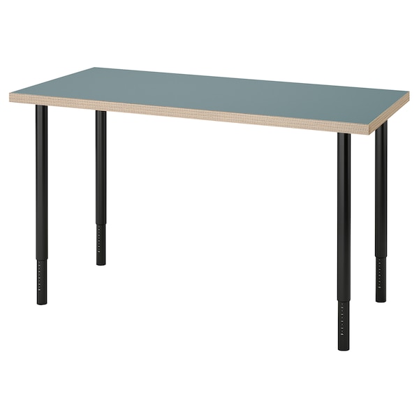 IKEA LAGKAPTEN / OLOV desk, gray-turquoise/black, 47 1/4x23 5/8 in , IKEA Sale | 90625SWAB