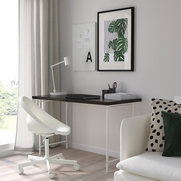 IKEA LAGKAPTEN / SPÄND desk, black-brown/white, 47 1/4x23 5/8 in , IKEA Sale | 67094TLFO