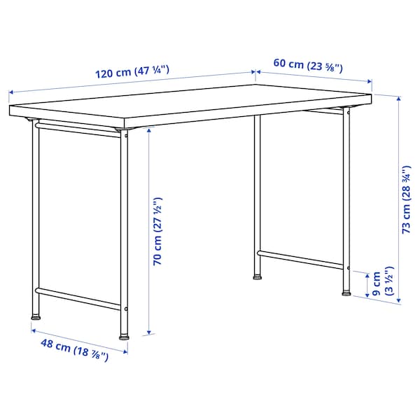 IKEA LAGKAPTEN / SPÄND desk, black-brown/white, 47 1/4x23 5/8 in , IKEA Sale | 67094TLFO