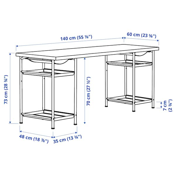 IKEA LAGKAPTEN / SPÄND desk, black-brown/white, 55 1/8x23 5/8 in , IKEA Sale | 23146JRVN