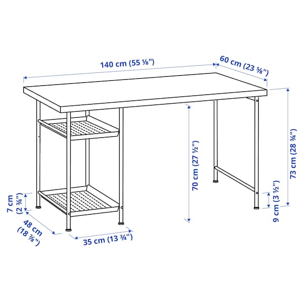 IKEA LAGKAPTEN / SPÄND desk, black-brown/white, 55 1/8x23 5/8 in , IKEA Sale | 46923ZCPA