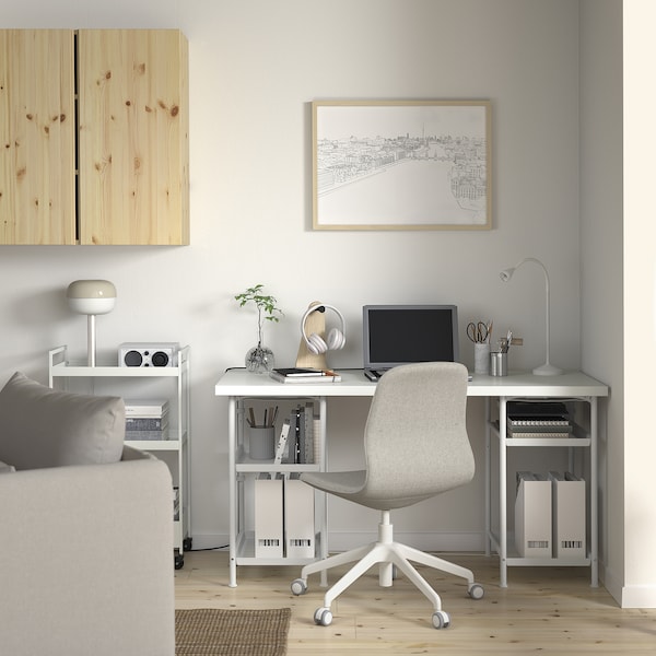 IKEA LAGKAPTEN / SPÄND desk, white, 55 1/8x23 5/8 in , IKEA Sale | 63829BZPS