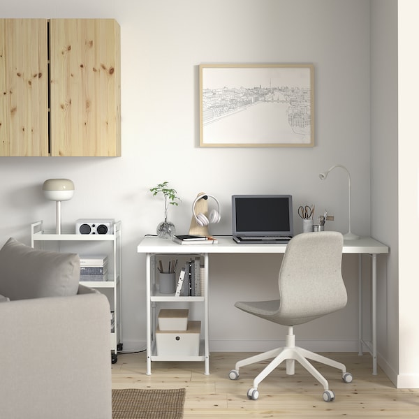 IKEA LAGKAPTEN / SPÄND desk, white, 55 1/8x23 5/8 in , IKEA Sale | 69415BKLA