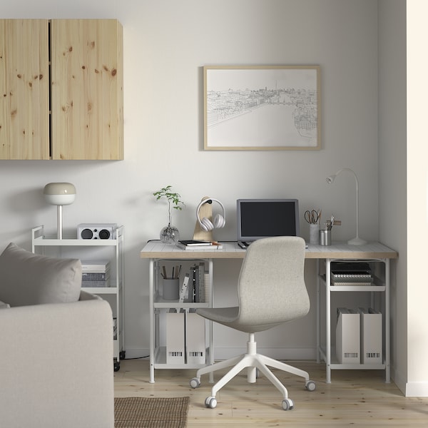 IKEA LAGKAPTEN / SPÄND desk, white/anthracite, 55 1/8x23 5/8 in , IKEA Sale | 25703OVUD