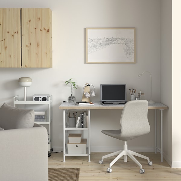 IKEA LAGKAPTEN / SPÄND desk, white/anthracite, 55 1/8x23 5/8 in , IKEA Sale | 89410GLPF