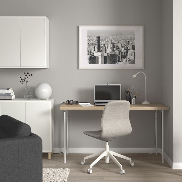 IKEA LAGKAPTEN / SPÄND desk, white/anthracite, 55 1/8x23 5/8 in , IKEA Sale | 49681HXAG