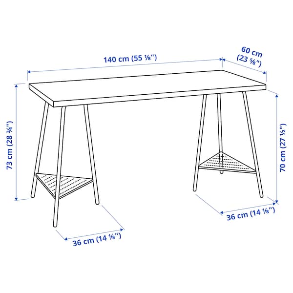 IKEA LAGKAPTEN / TILLSLAG desk, black-brown/white, 55 1/8x23 5/8 in , IKEA Sale | 98704KFSA