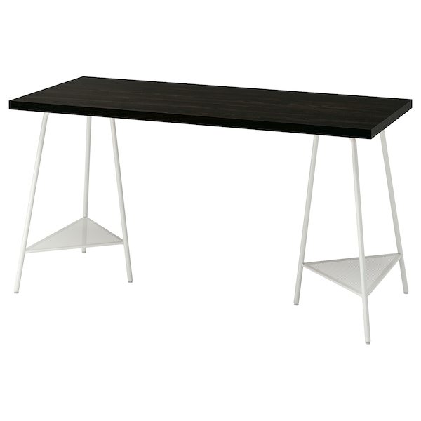 IKEA LAGKAPTEN / TILLSLAG desk, black-brown/white, 55 1/8x23 5/8 in , IKEA Sale | 98704KFSA