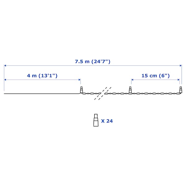 IKEA LEDLJUS LED string light with 24 lights, outdoor black , IKEA Sale | 29067HKYF