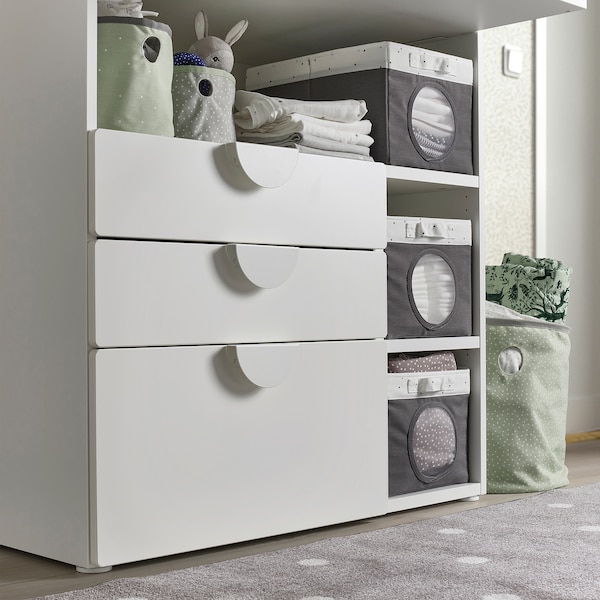 IKEA LEN box, gray/dotted white, 9 ¾x14 ½x8 ¾ in , IKEA Sale | 58024UZJA