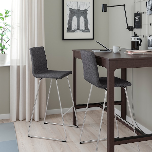 IKEA LILLÅNÄS bar stool, chrome plated/Gunnared dark gray, 29 7/8 in , IKEA Sale | 27956GCRV