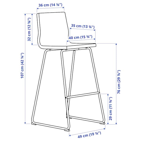 IKEA LILLÅNÄS bar stool, chrome plated/Gunnared dark gray, 29 7/8 in , IKEA Sale | 27956GCRV