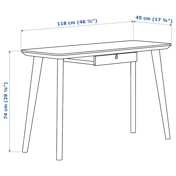 IKEA LISABO Desk, ash veneer, 46  1/2x17  3/4 in , IKEA Sale | 67412VMQY