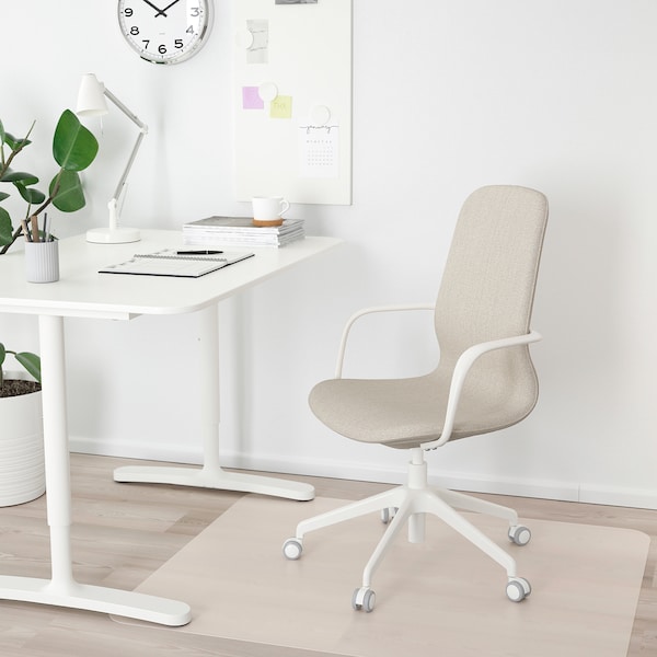 IKEA LÅNGFJÄLL conference chair with armrests, Gunnared beige/white , IKEA Sale | 58461EBGK