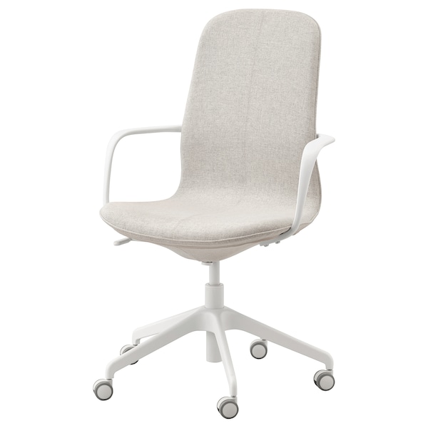 IKEA LÅNGFJÄLL conference chair with armrests, Gunnared beige/white , IKEA Sale | 58461EBGK