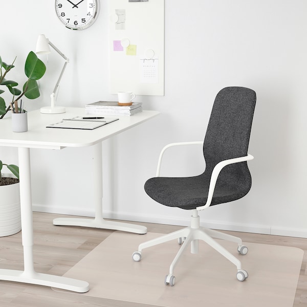 IKEA LÅNGFJÄLL conference chair with armrests, Gunnared dark gray/white , IKEA Sale | 81267DEIY