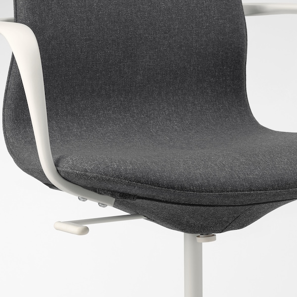 IKEA LÅNGFJÄLL conference chair with armrests, Gunnared dark gray/white , IKEA Sale | 81267DEIY