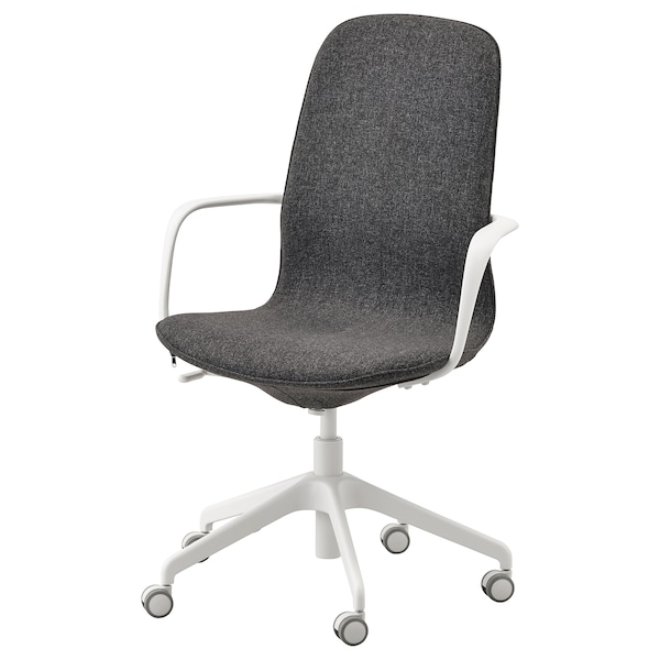 IKEA LÅNGFJÄLL conference chair with armrests, Gunnared dark gray/white , IKEA Sale | 81267DEIY