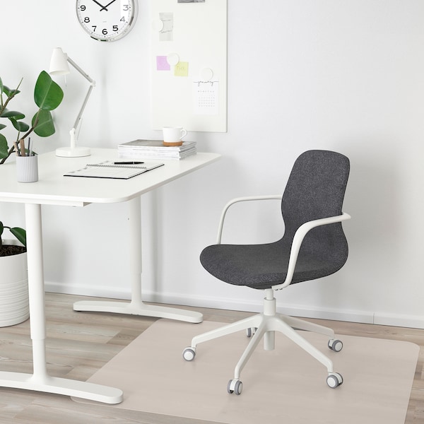 IKEA LÅNGFJÄLL conference chair with armrests, Gunnared dark gray/white , IKEA Sale | 42810THBO