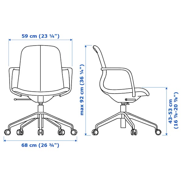 IKEA LÅNGFJÄLL conference chair with armrests, Gunnared dark gray/white , IKEA Sale | 42810THBO