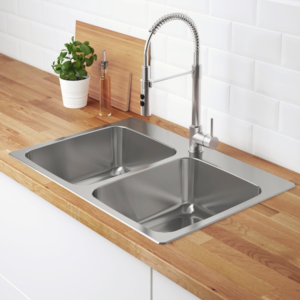 IKEA LÅNGUDDEN double bowl top mount sink, stainless steel, 29 1/2x20 5/8 in , IKEA Sale | 43716UCBR