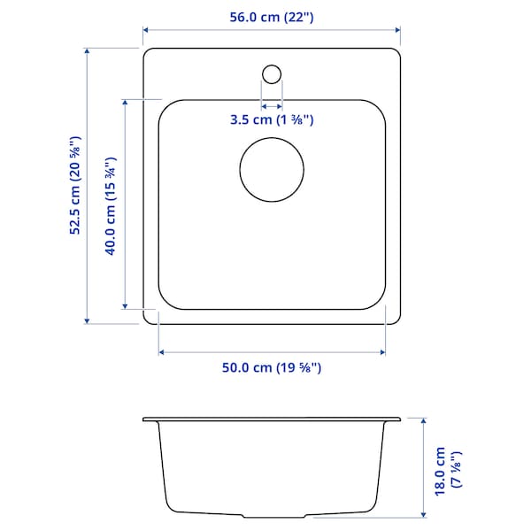 IKEA LÅNGUDDEN sink, stainless steel, 22x20 5/8 in , IKEA Sale | 50392LZRM