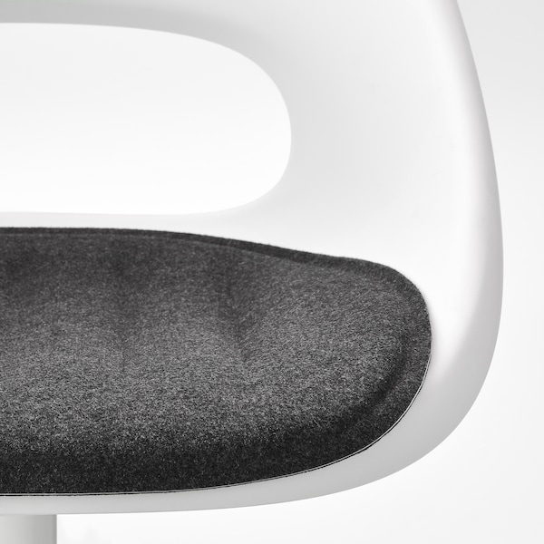 IKEA LOBERGET / MALSKÄR swivel chair + pad, white/dark gray , IKEA Sale | 36827VNIO