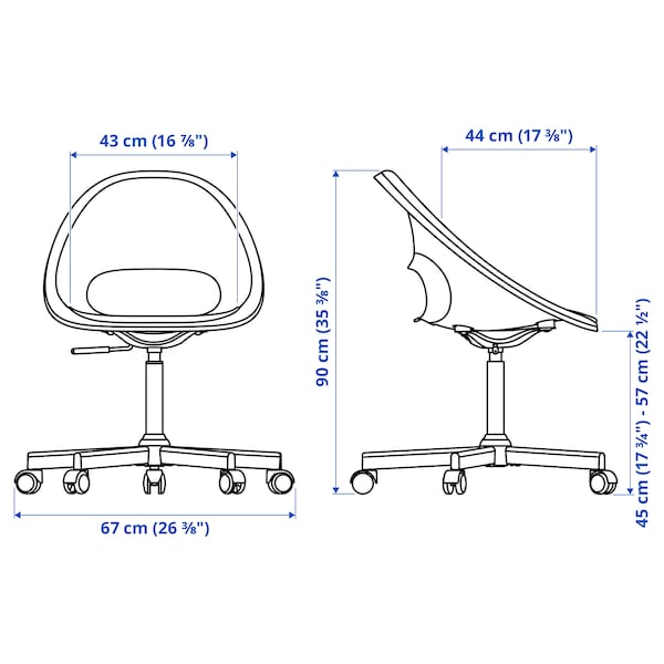 IKEA LOBERGET / MALSKÄR swivel chair + pad, white black/dark gray , IKEA Sale | 83510HUQA