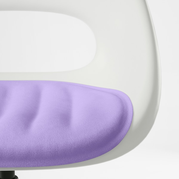 IKEA LOBERGET / MALSKÄR swivel chair + pad, white black/lilac , IKEA Sale | 25978OEXT