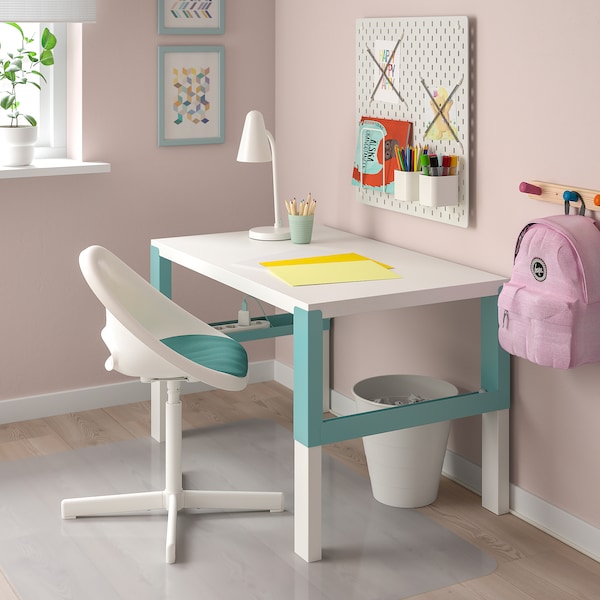 IKEA LOBERGET / SIBBEN children’s desk chair with pad, white/turquoise , IKEA Sale | 50972ETXZ