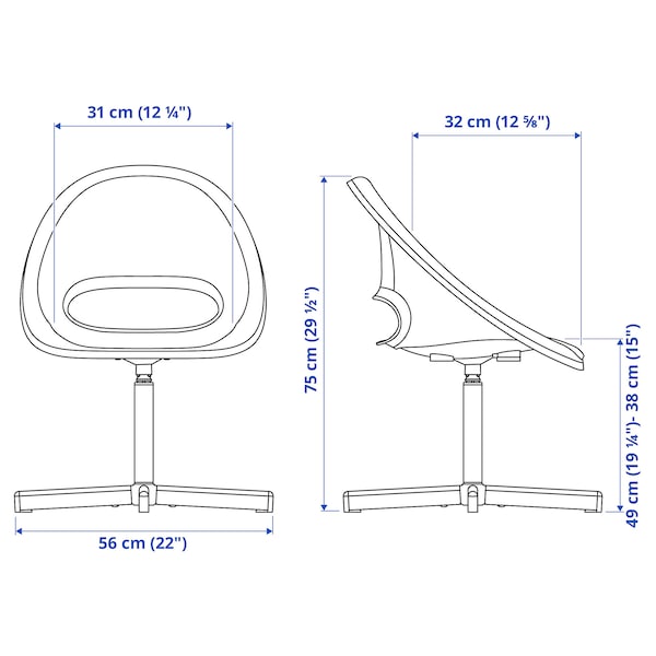 IKEA LOBERGET / SIBBEN children’s desk chair with pad, white/turquoise , IKEA Sale | 50972ETXZ