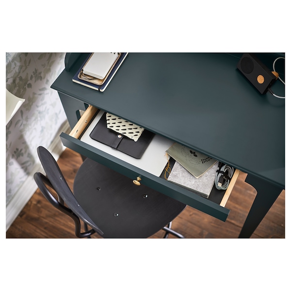 IKEA LOMMARP Desk, dark blue-green, 35  3/8x21  1/4 in , IKEA Sale | 02816AXTJ