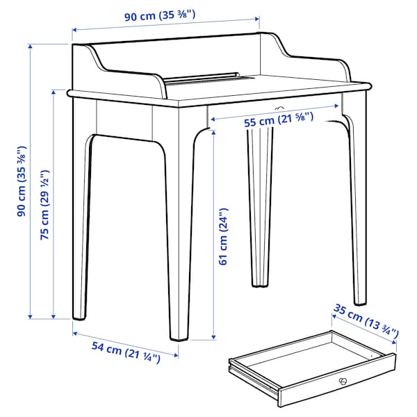 IKEA LOMMARP Desk, dark blue-green, 35  3/8x21  1/4 in , IKEA Sale | 02816AXTJ