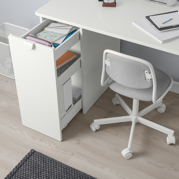 IKEA LÄRANDE desk with pull-out storage unit, white, 47 1/4x22 7/8 in , IKEA Sale | 93278AVHW