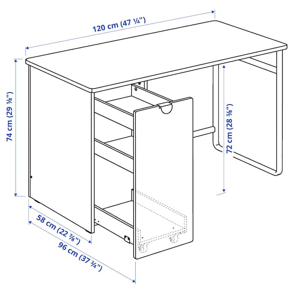 IKEA LÄRANDE desk with pull-out storage unit, white, 47 1/4x22 7/8 in , IKEA Sale | 93278AVHW