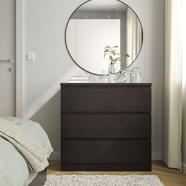 IKEA MALM 3-drawer chest, black-brown, 31 1/2x30 3/4 in , IKEA Sale | 49268AZJG