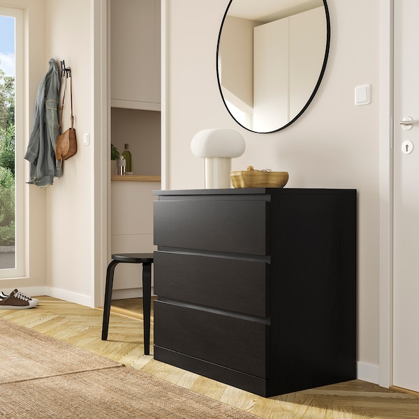 IKEA MALM 3-drawer chest, black-brown, 31 1/2x30 3/4 in , IKEA Sale | 49268AZJG