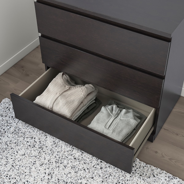 IKEA MALM 3-drawer chest, black-brown, 31 1/2x30 3/4 in , IKEA Sale | 49268AZJG