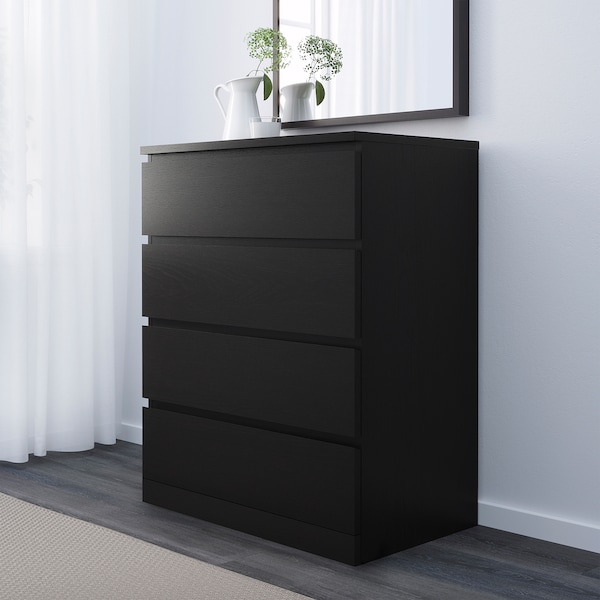 IKEA MALM 4-drawer chest, black-brown, 31 1/2x39 3/8 in , IKEA Sale | 21470EZNA