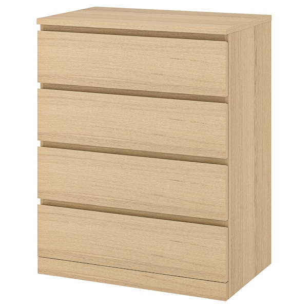 IKEA MALM 4-drawer chest, white stained/oak veneer, 31 1/2x39 3/8 in , IKEA Sale | 64837EDUP