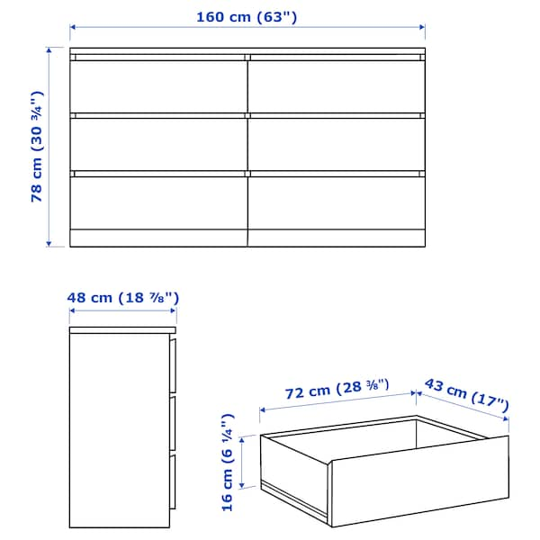 IKEA MALM 6-drawer dresser, white, 63x30 3/4 in , IKEA Sale | 46318QMEJ