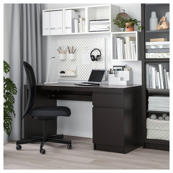 IKEA MALM desk, black-brown, 55 1/8x25 5/8 in , IKEA Sale | 19542HPXE