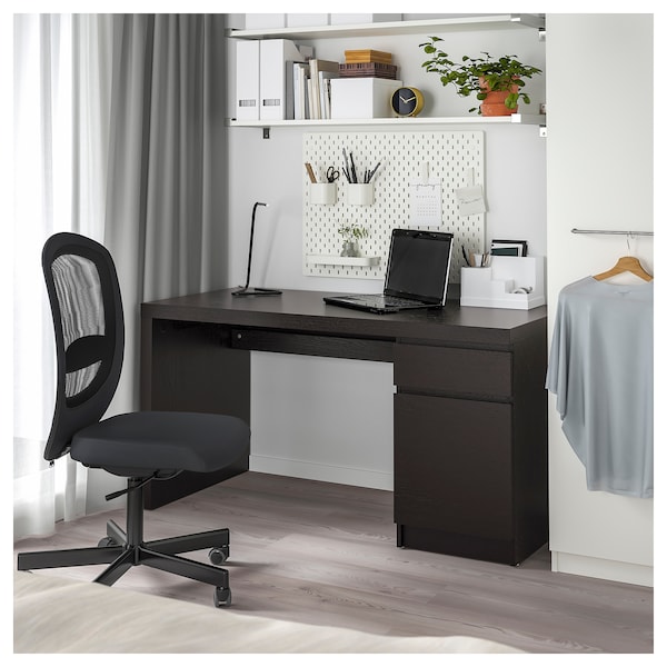 IKEA MALM desk, black-brown, 55 1/8x25 5/8 in , IKEA Sale | 19542HPXE